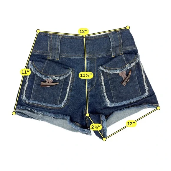 Derek Lam 10 Crosby Denim Shorts Women 0 Blue Toggle Pocket Frayed Hem High Rise - Picture 4 of 10